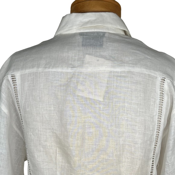 Claudio of Paris Punch Women’s Ivory Linen Blouse Crochet Detail Fr Size 1 - Picture 9 of 16